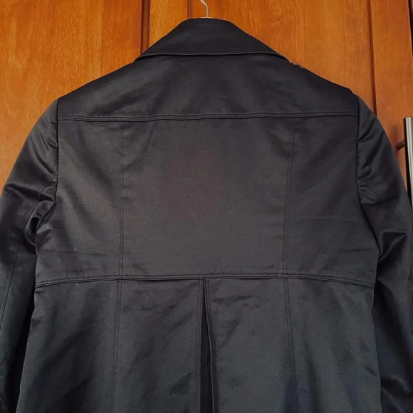 Burberry London Trench Coat Jacket Mid Length Double Breasted Black Size 6 - Picture 10 of 16